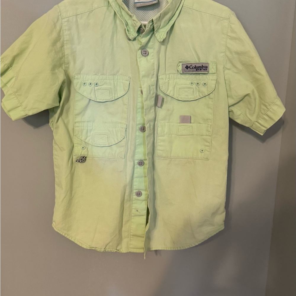 Columbia Green Button Down Shirt Lightweight Casual